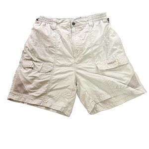 Magellan Shorts Mens Large Beige Cargo Mesh Vintage Utility Tournament Fish